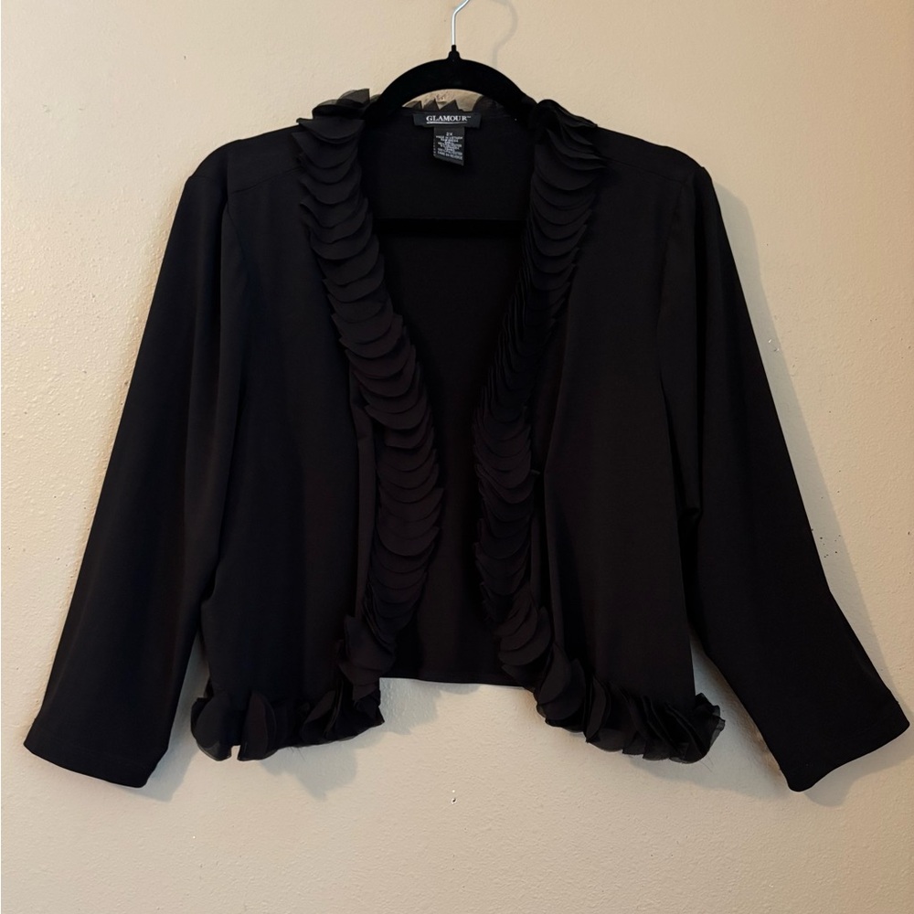 Glam Ruffle Open Front Jacket - Picture 2 of 5